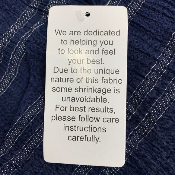 Ellos Dress Women 10 Blue Stripe‎ V Neck Tunic Shift Side Slit - Picture 4 of 8